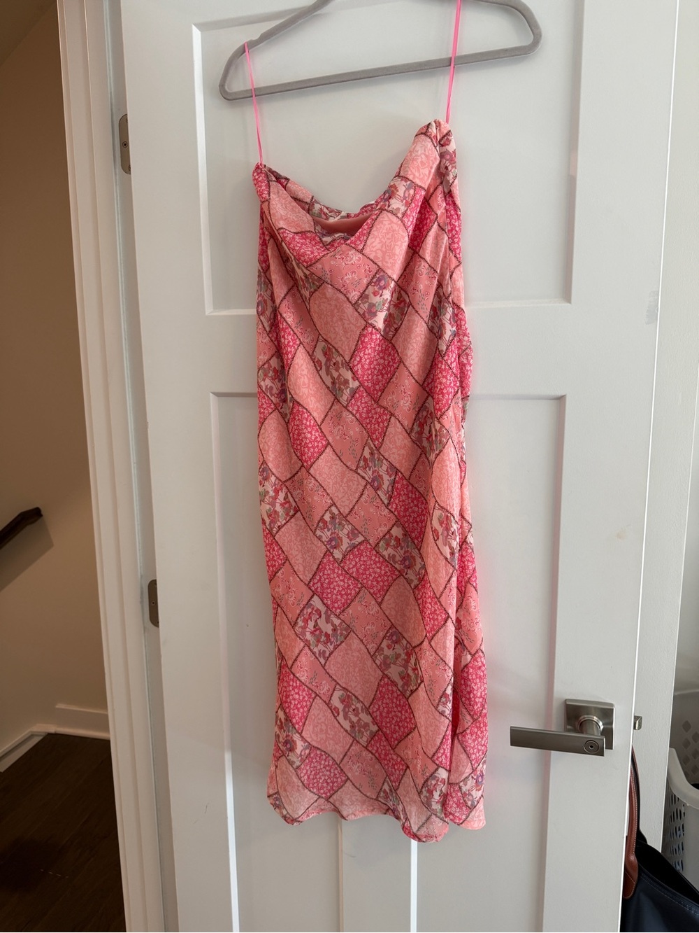 Vestique Pink Patchwork Midi Skirt